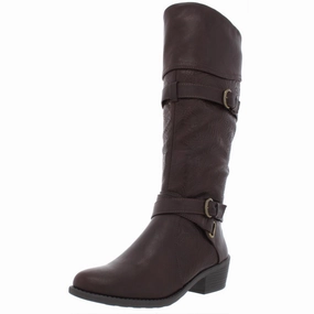 Tough Fit Kelsa Womens Faux Leather Embossed Riding Boots