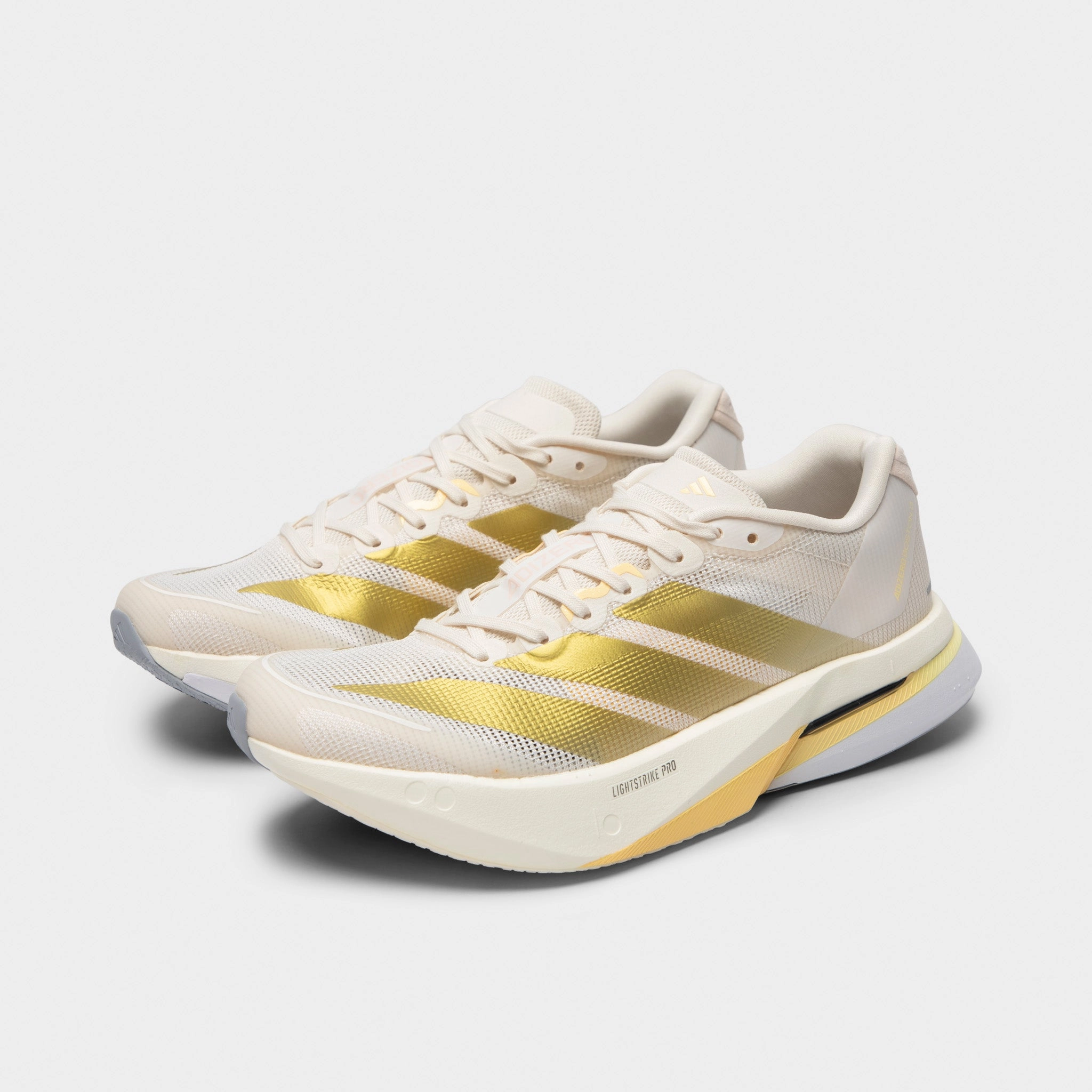 adidas Women's Adizero Boston 13 Chalk White / Gold Metallic - Orange Tint Urban Vibes Outing Shoes
