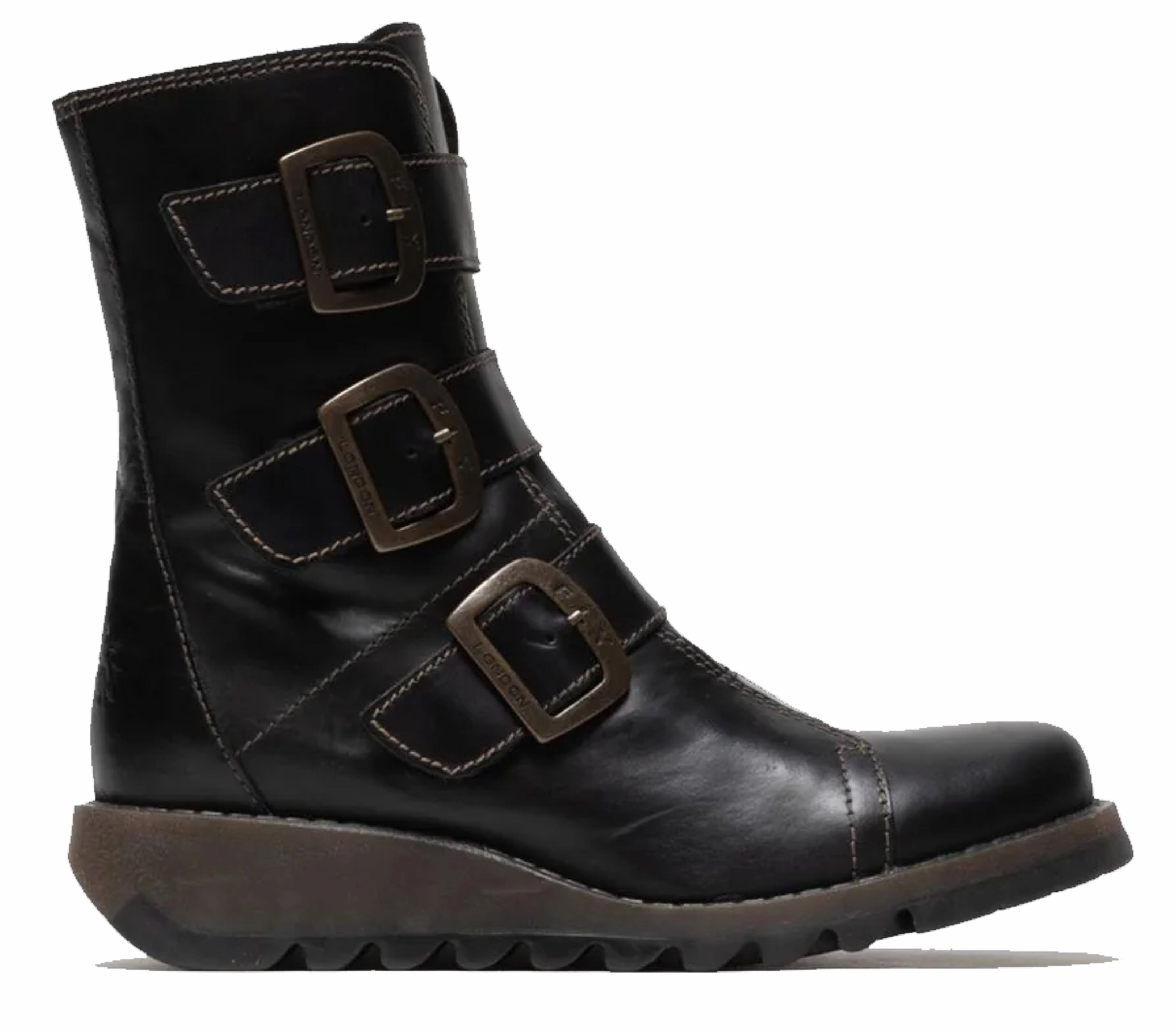 Surfer Breathable Urban Traveler Fly London Womens Black SCOP110 Chelsea Leather Ankle Zip Biker Boots