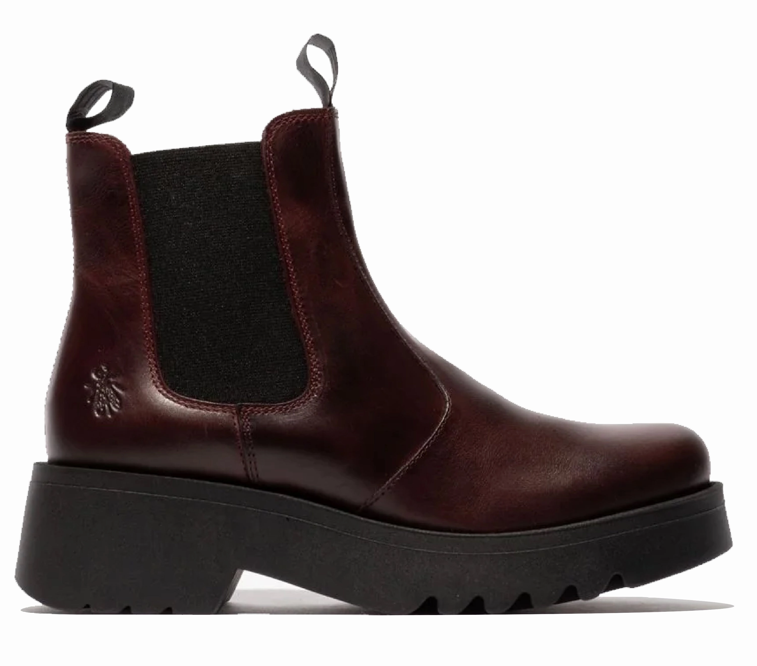 Fly London Womens Wine  MEDI789 Wedged Chelsea Ankle Leather Platform Boots Insulated Cold Climate Adventurous Spirit
