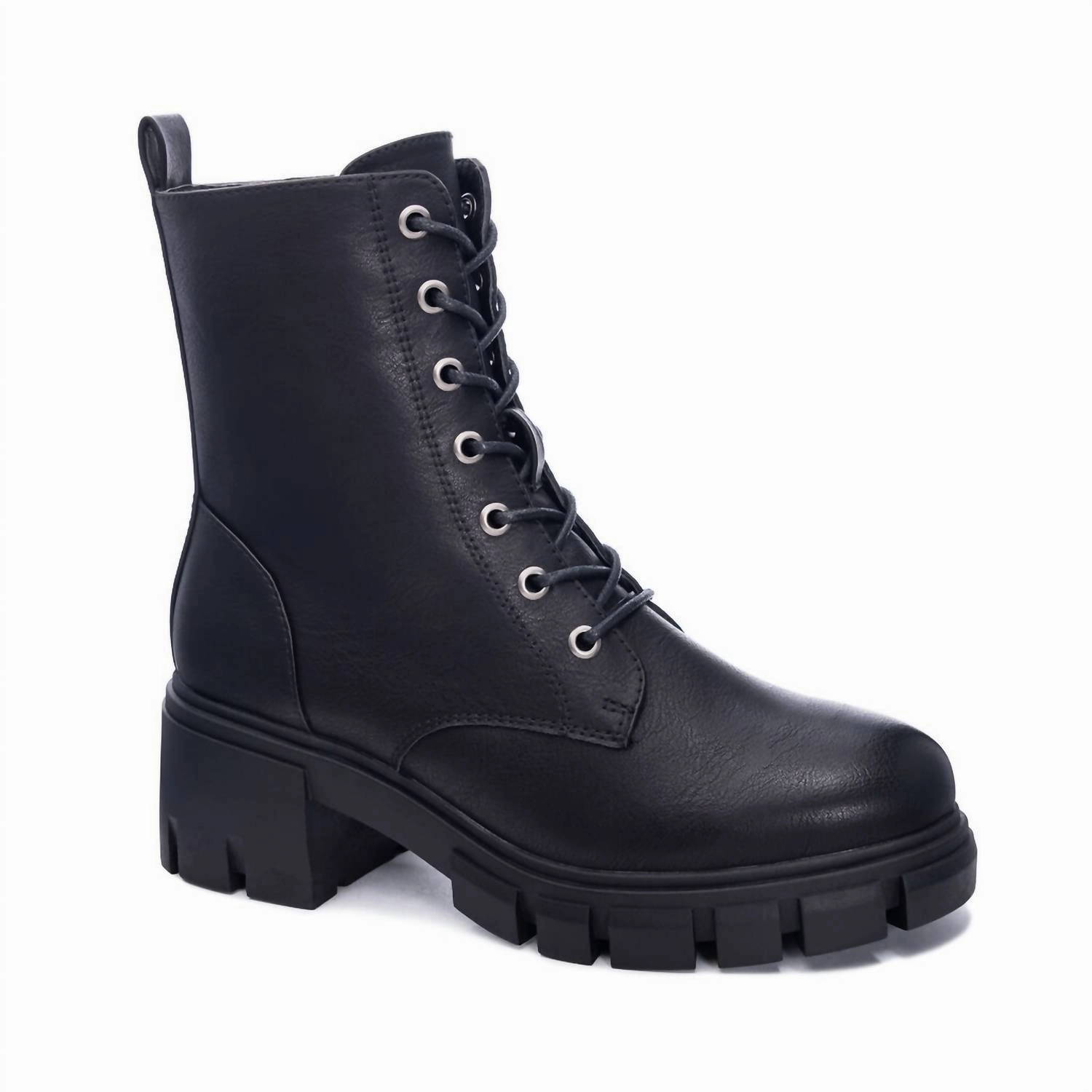 Comfort Lining Winter Walker Military Style Stomp It Out Combat Boots In Black