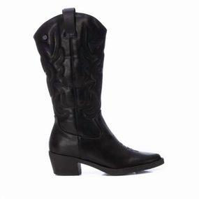 light texture Women's Cowboy Boots In Black