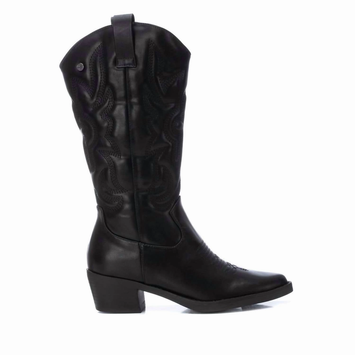 light texture Women's Cowboy Boots In Black