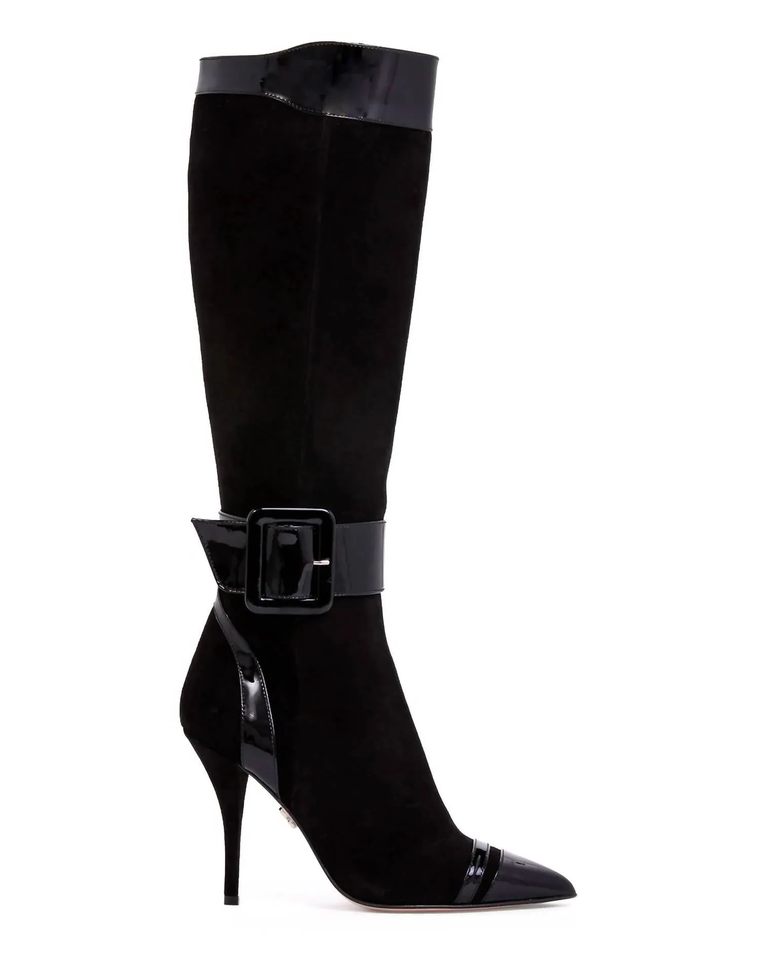 Leather Material Alexis Boots In Black Suede