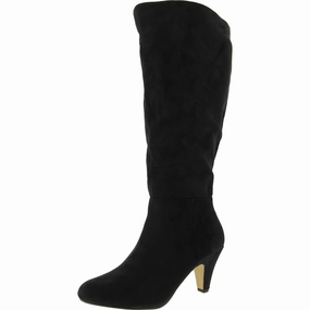 Corinne Plus Womens Wide Calf Faux Suede Knee-High Boots Modern Utility Seamless Comfort Urban Commute