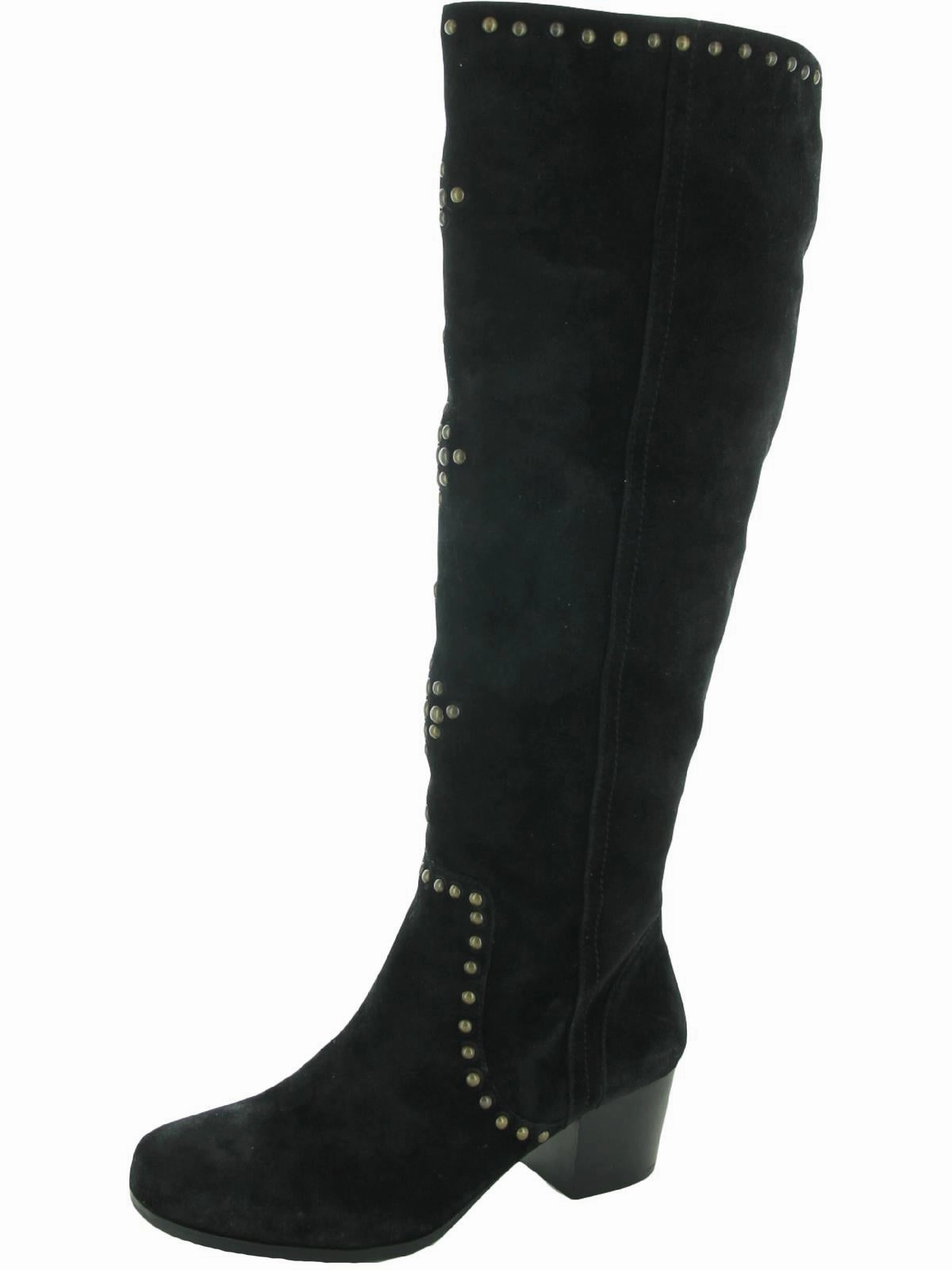 Stable Support Adventure Journey Shock Absorbing River Crossing Fortune Womens Suede Block Heel Knee-High Boots