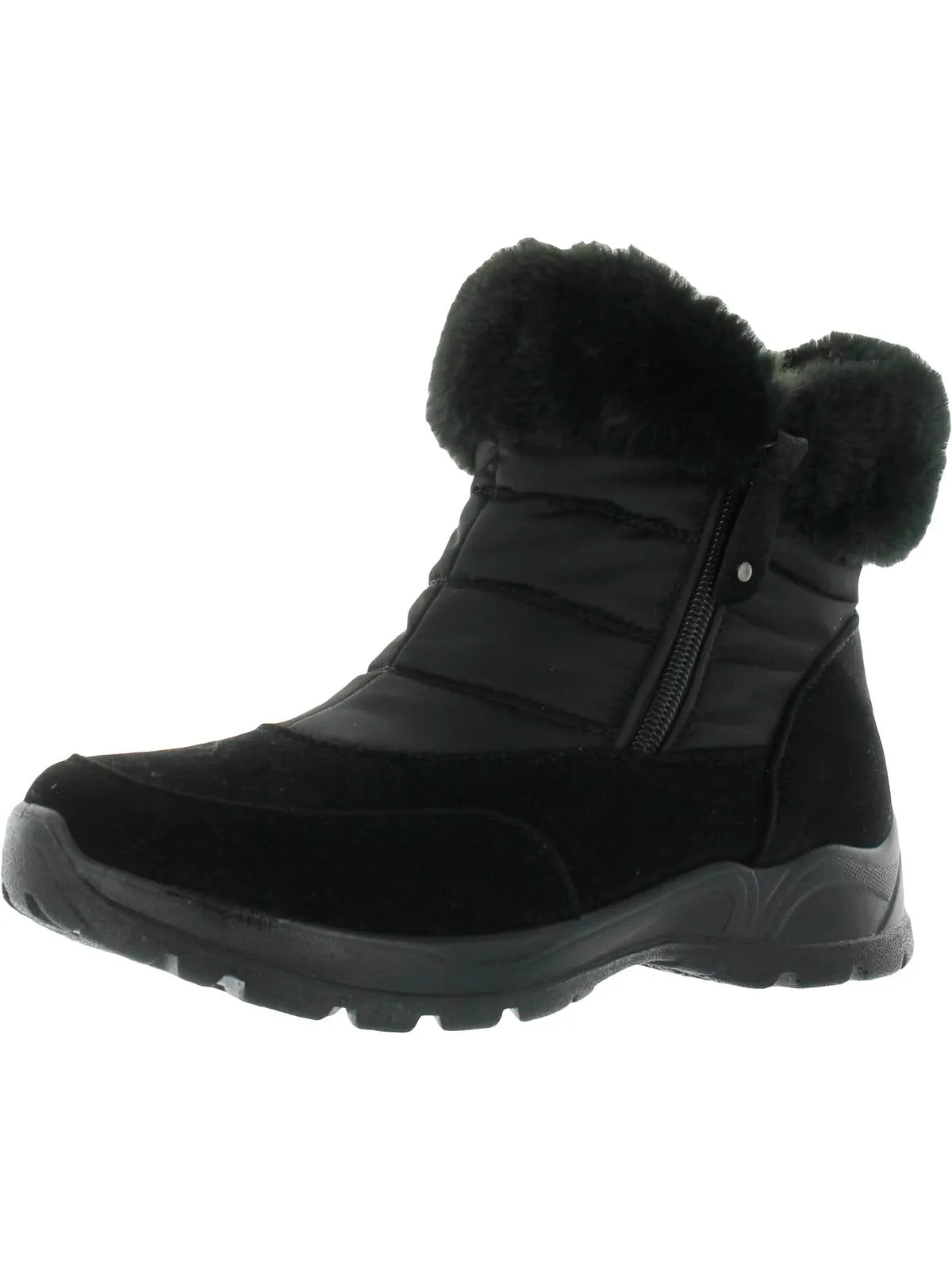 Wide toe box Frosty Womens Faux Leather/Fur Side Zipper Waterproof & Weather Resistant