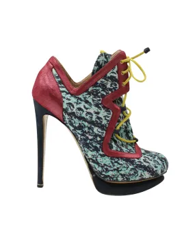 Nicholas Kirkwood Lace up Booties in Multicolor Nylon portable Sleek Construction