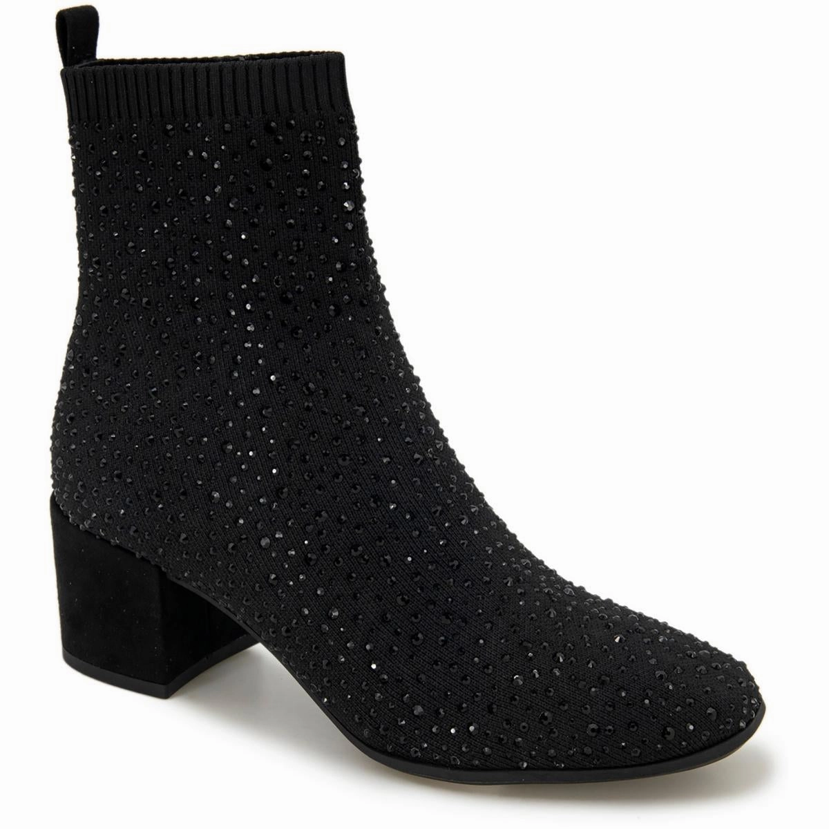 Rida Stretch Jewel Womens Rhinestone Ribbed Knit Ankle Boots Arctic Cold Snow Day