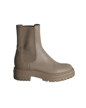Slip Resistant Work Commute Quick Slip Gianvito Rossi Chester Chelsea Boots in Beige Calfskin Leather