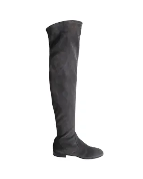 Gianvito Rossi Felder Flat Over-the-Knee Boots in Grey Suede Grippy Outsole Rural Traveler gift pick