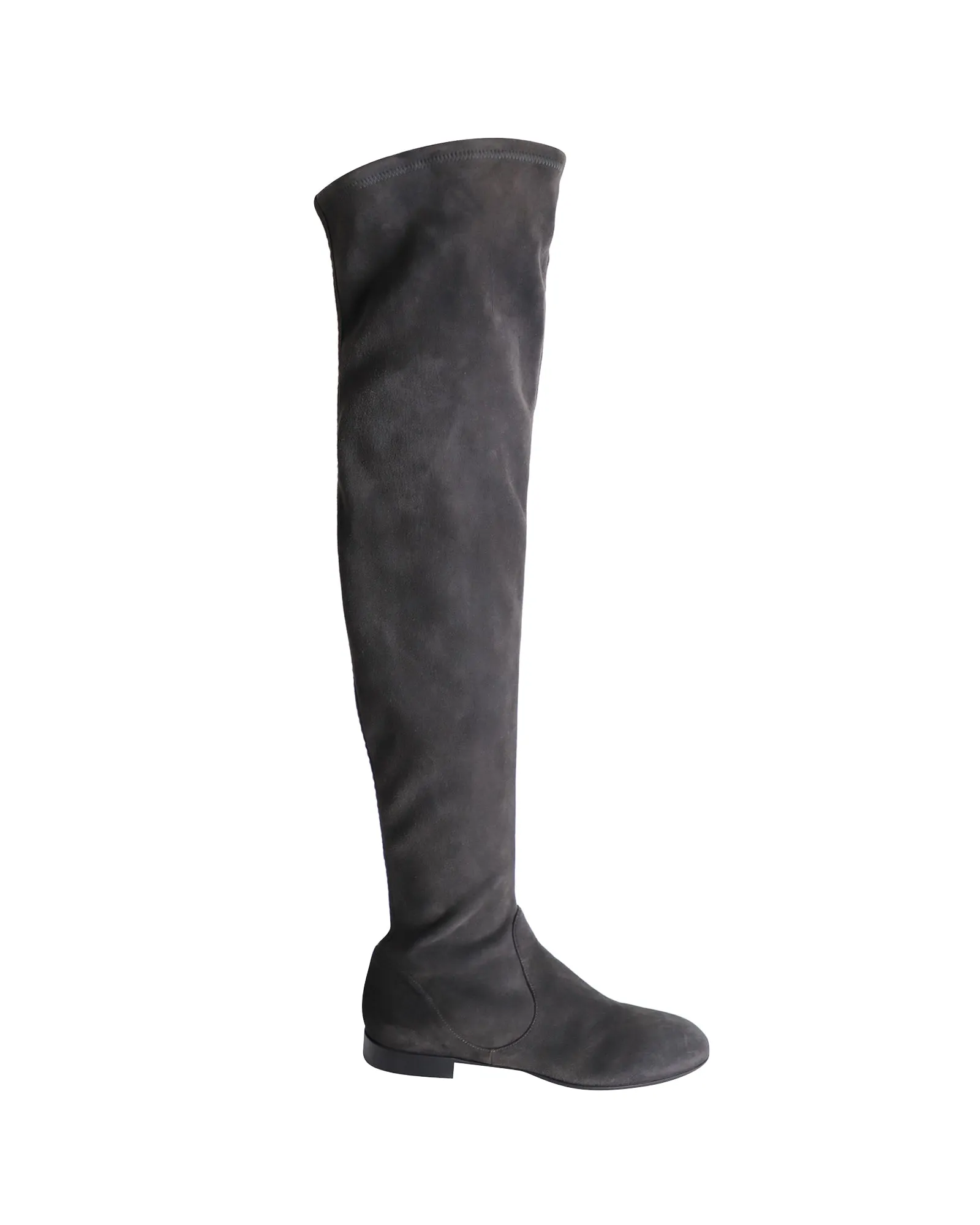 Gianvito Rossi Felder Flat Over-the-Knee Boots in Grey Suede Clean Form