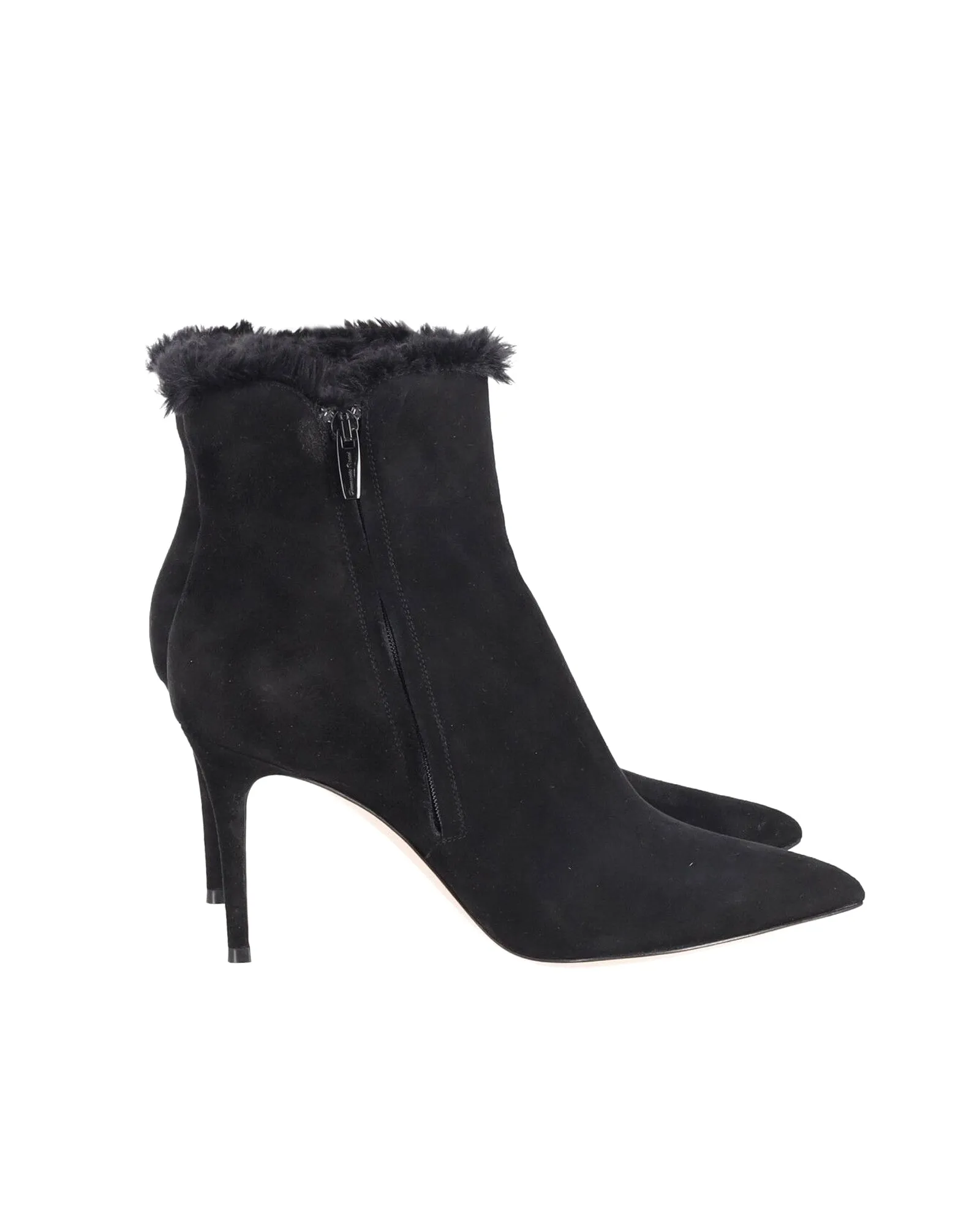 Gianvito Rossi Fur Lined Ankle Boots in Black Suede Hiking Essential Flexible Frame Daily Walks