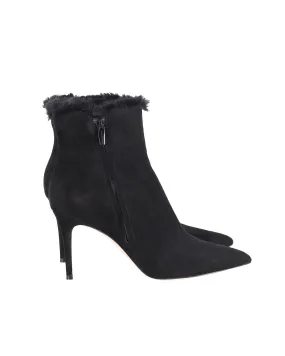 Gianvito Rossi Fur Lined Ankle Boots in Black Suede Hiking Essential Flexible Frame Daily Walks
