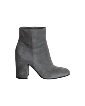 Insulated Fit Heat Lock Gianvito Rossi Margaux Block-Heel Ankle Boots in Grey Suede