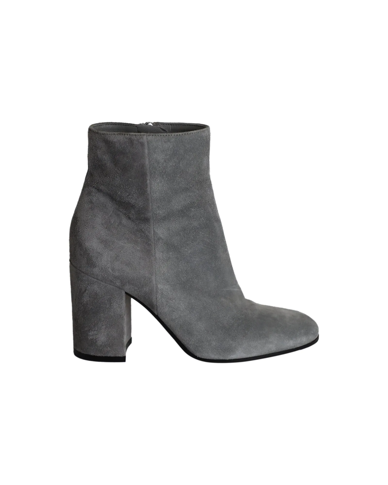 Insulated Fit Heat Lock Gianvito Rossi Margaux Block-Heel Ankle Boots in Grey Suede