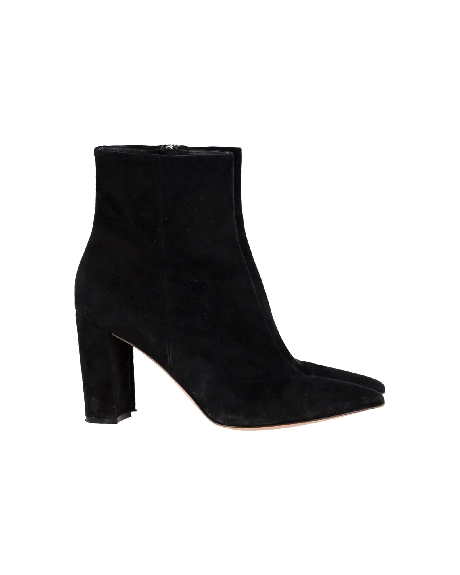 Gianvito Rossi Pointed-Toe Ankle Boots in Black Suede Oil-Resistant Dressy look