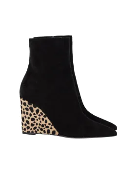 Pastel Glow Giuseppe Zanotti Kristen Leopard Heel Ankle Boots in Black Suede