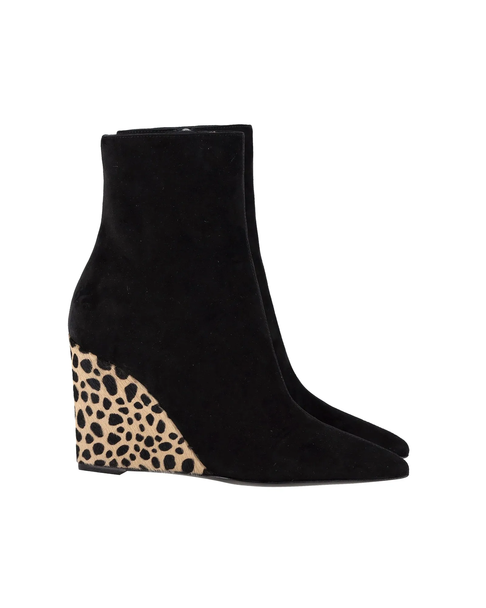 Pastel Glow Giuseppe Zanotti Kristen Leopard Heel Ankle Boots in Black Suede