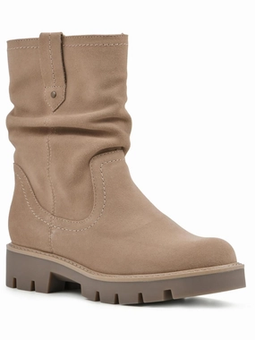 Men Edge Glean Womens Suede Block Heel Ankle Boots