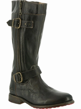 Gogo  Womens Leather Buckle Mid-Calf Boots Multi Season