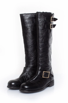 Grained leather biker boots Lightweight Comfort arch