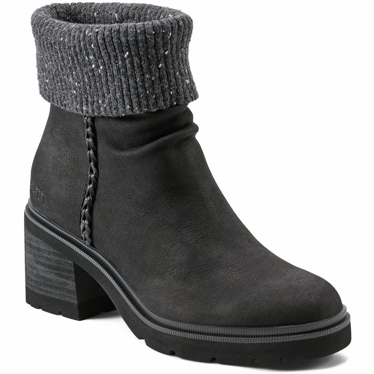Gresa Womens Block Heel Faux Fur Booties Mesh Upper