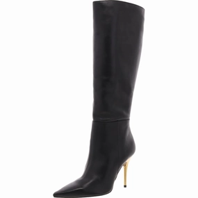 Flat Sole The Campaign Womens Zipper Leather Knee-High Boots