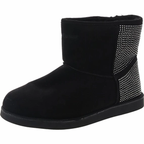Daily Rugged Kitten Womens Rhinestone Faux Fur Ankle Boots