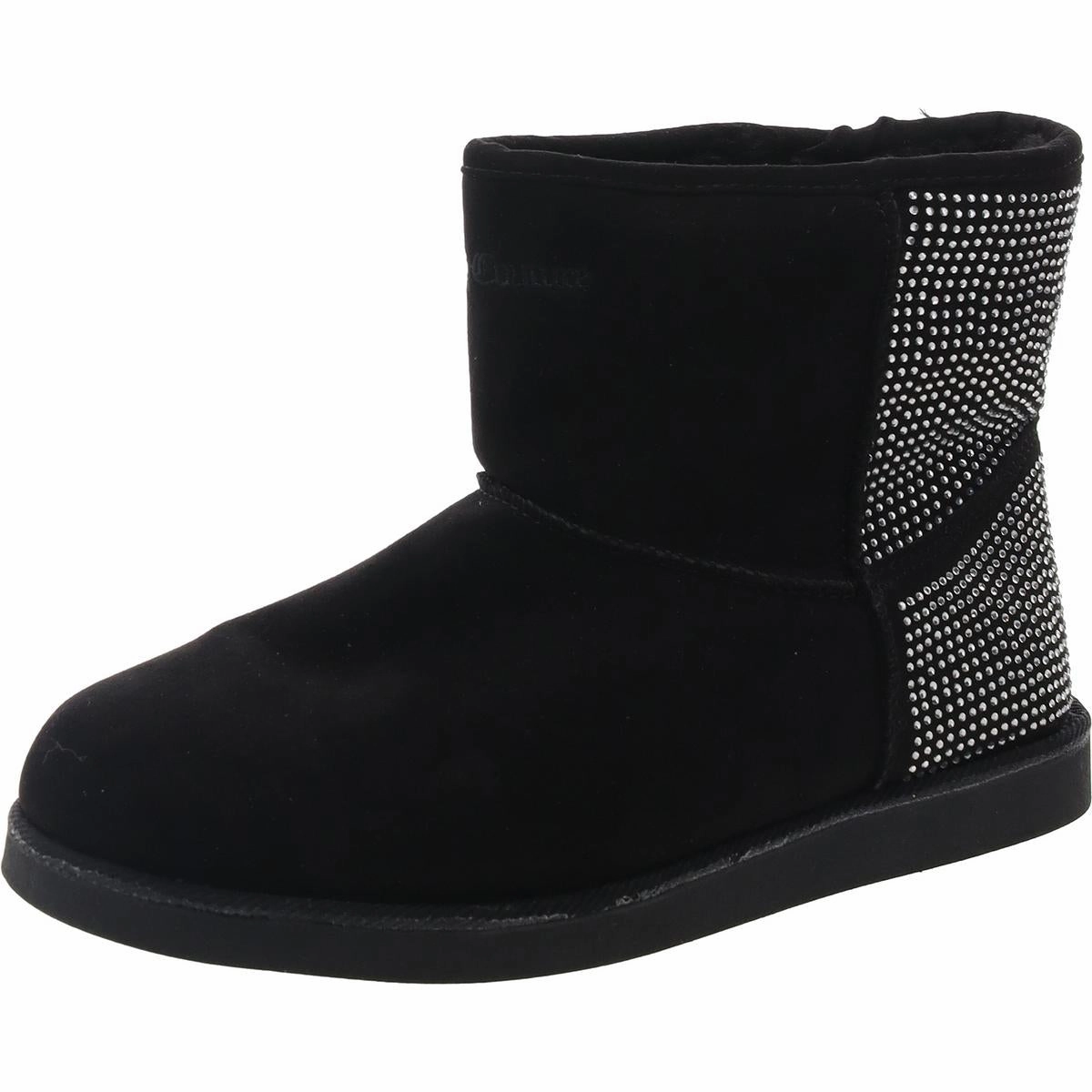 Daily Rugged Kitten Womens Rhinestone Faux Fur Ankle Boots