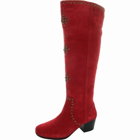 Womens Studded Leather Knee-High Boots High-End Craftsmanship british retro