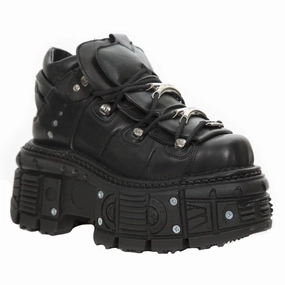 Breathable Uppers New Rock Unisex Metallic Black Leather Gothic Boots- M-TANK106-C2