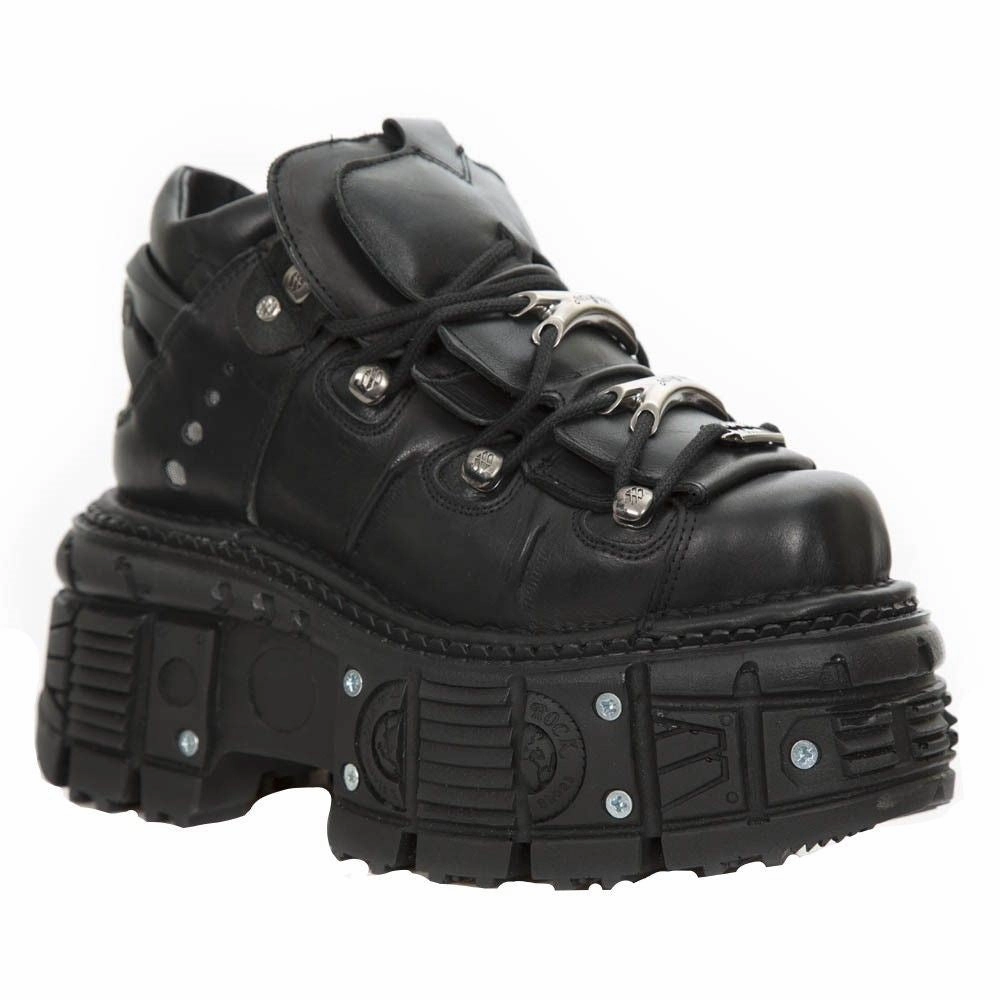 Breathable Uppers New Rock Unisex Metallic Black Leather Gothic Boots- M-TANK106-C2
