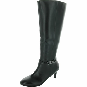 Seamless Feel Rain Proof Hanlee Womens Zipper Faux Leather Knee-High Boots