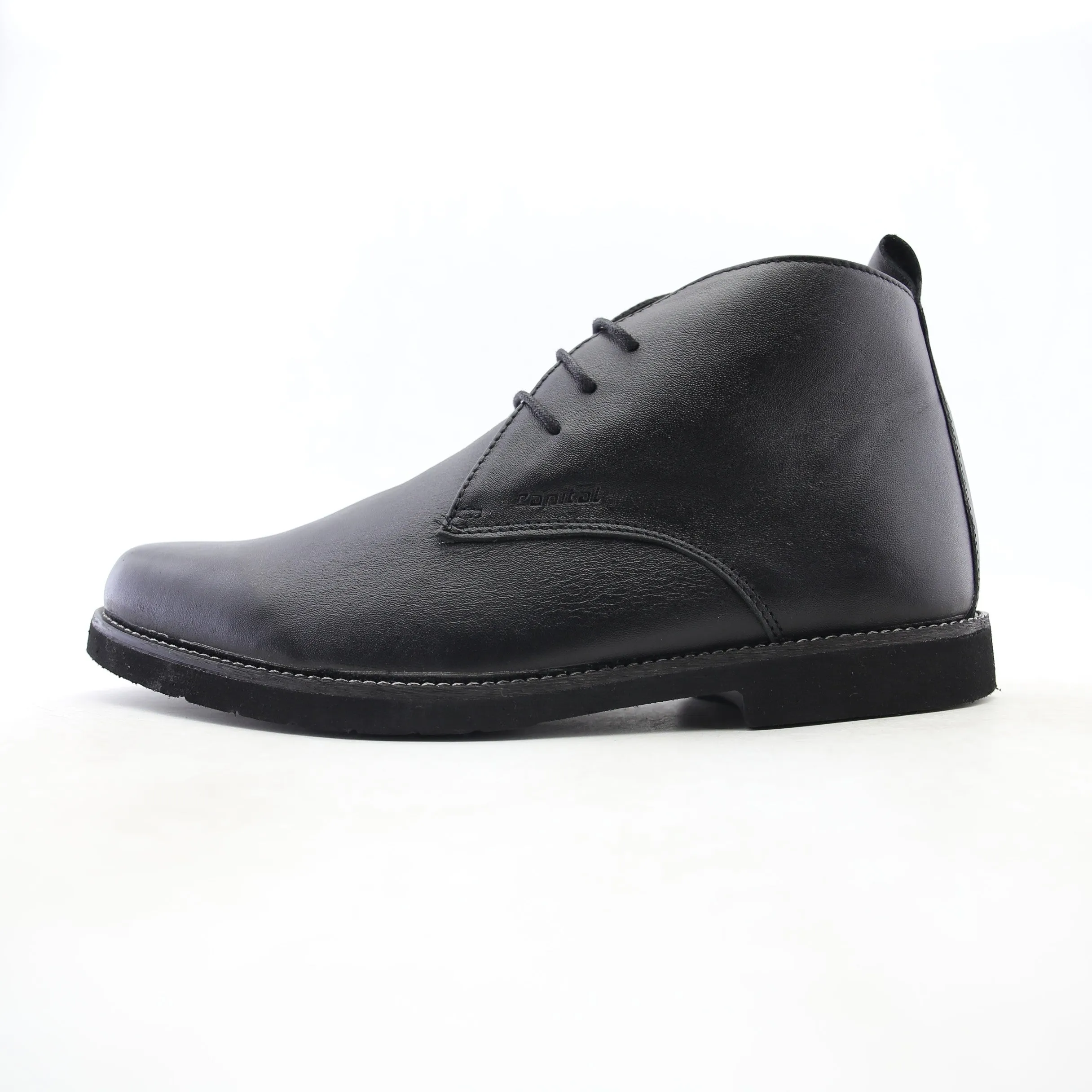 Protective Finish Windy Weather Eco Material Backcountry Camper Capital Footwear - LEATHER PLAIN-TOE BOOT - Black
