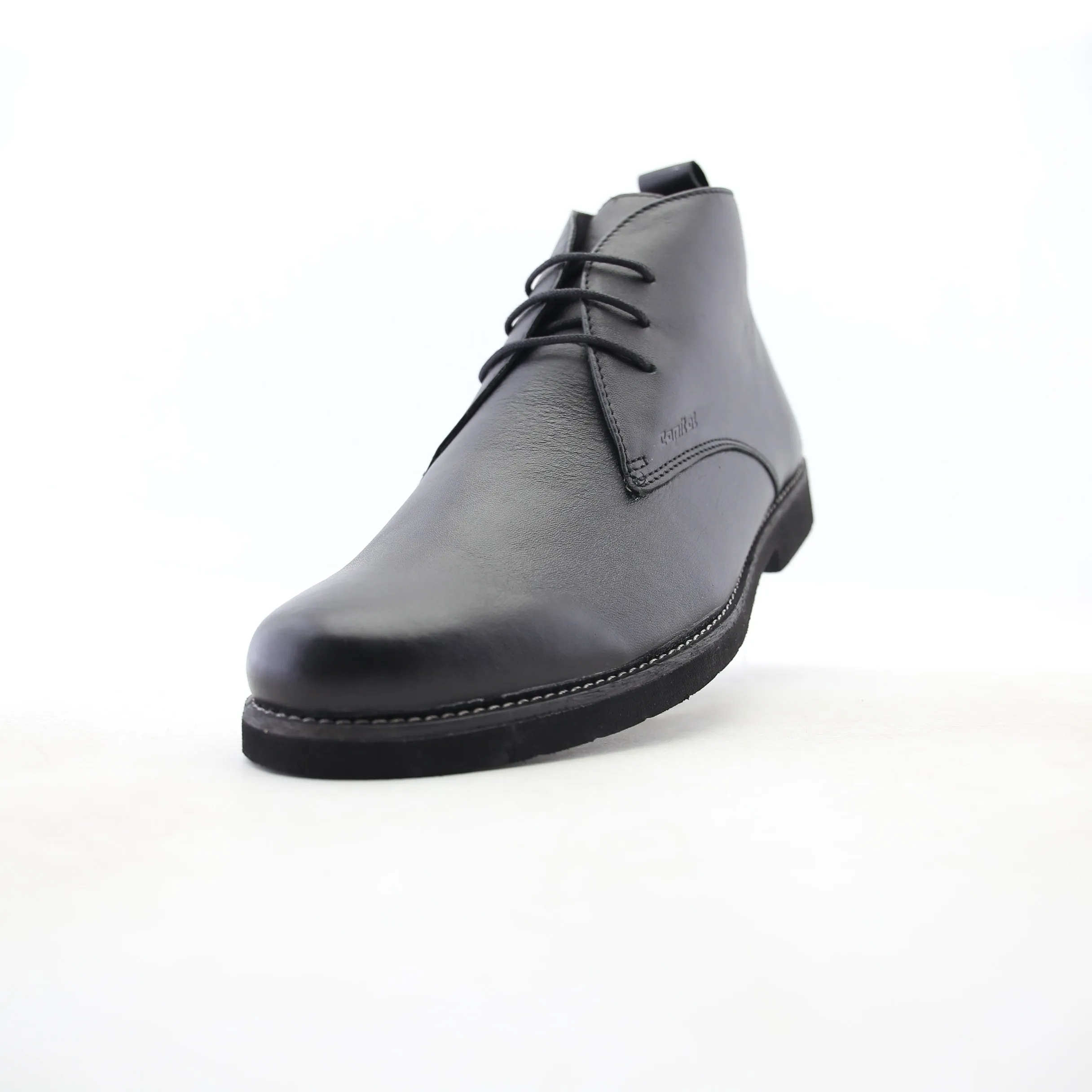 Capital Footwear - LEATHER PLAIN-TOE BOOT - Black Comfortable toe box Trendy Style