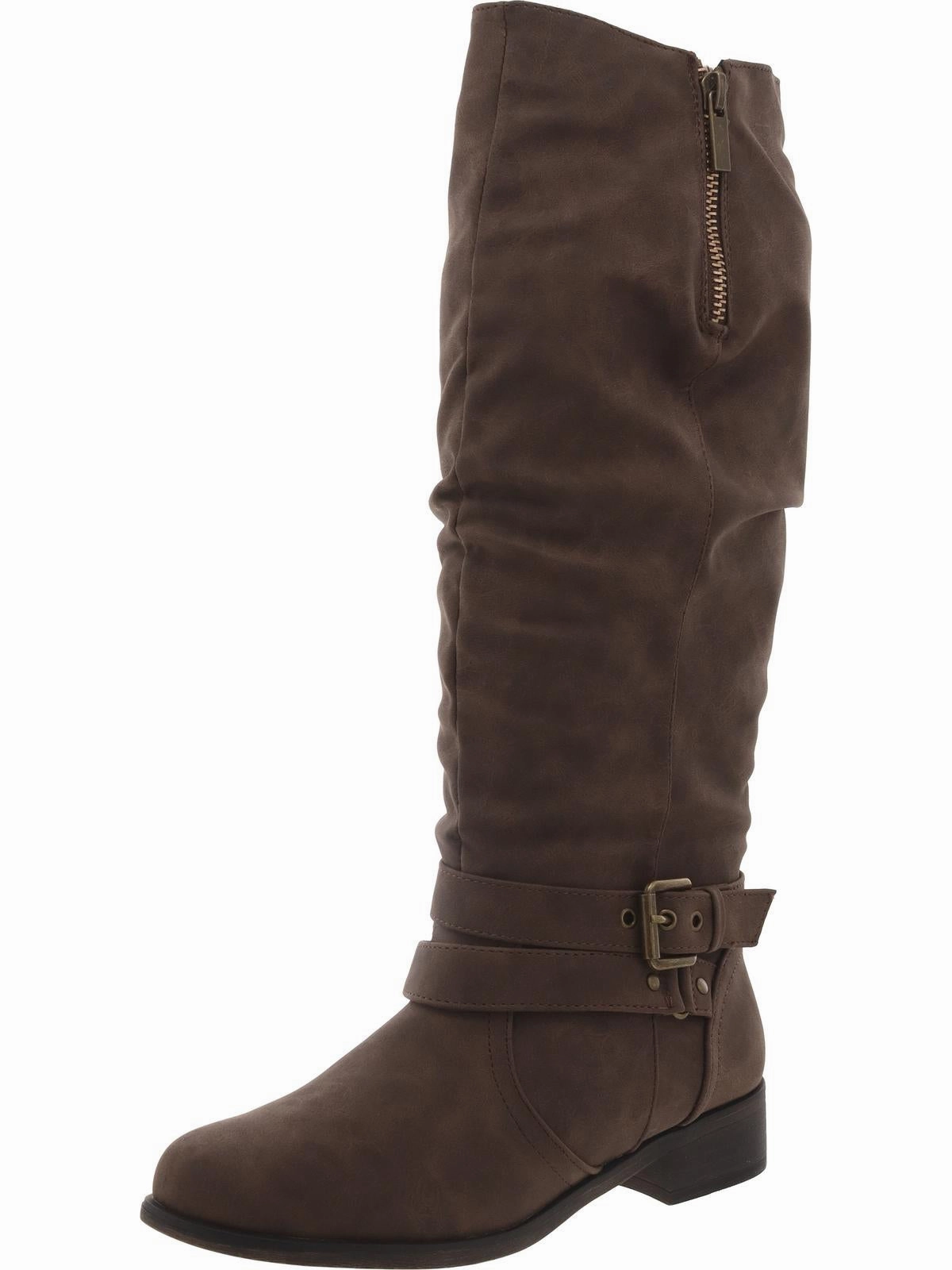 MAYNE Womens Faux Leather Mid-Calf Boots Mud Resistant Mountain Hike