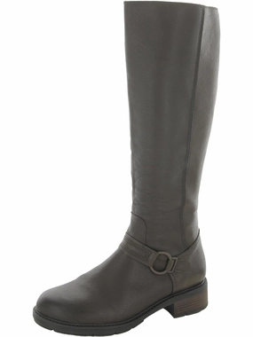 High Heel Hearth Rae Womens Leather Harness Knee-High Boots
