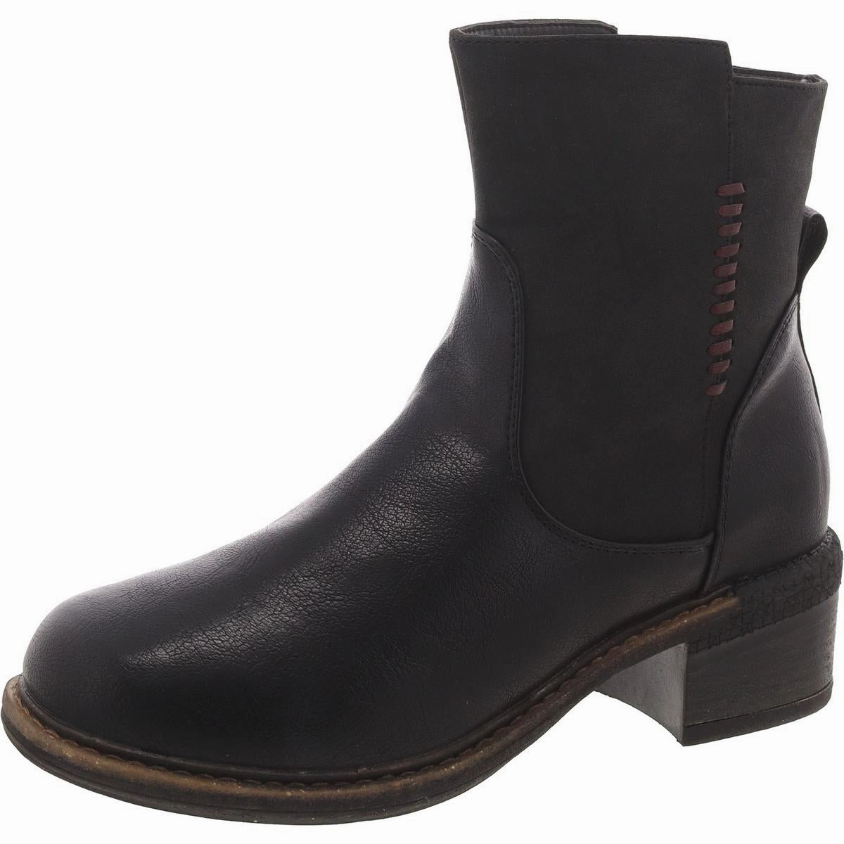 High   Quality Eco Material Snow Trekker Logger Niagara Womens Faux Leather Block Heel Chelsea Boots