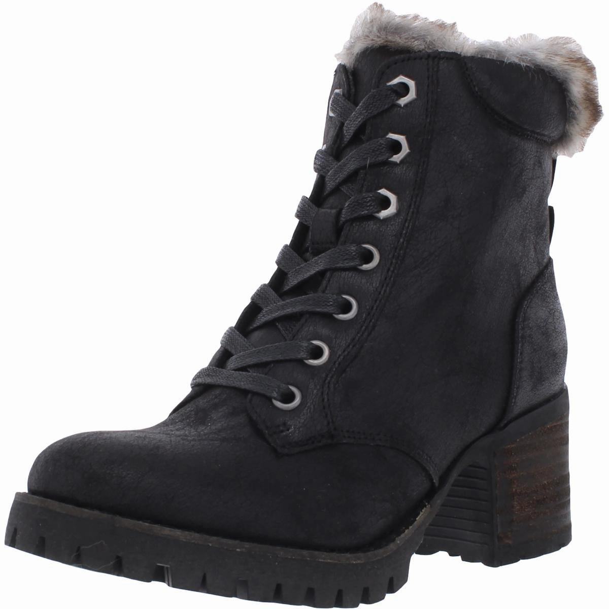 Comfortable Heel Counter Leather Comfort Comfort Womens Faux Leather Block Heel Winter Boots