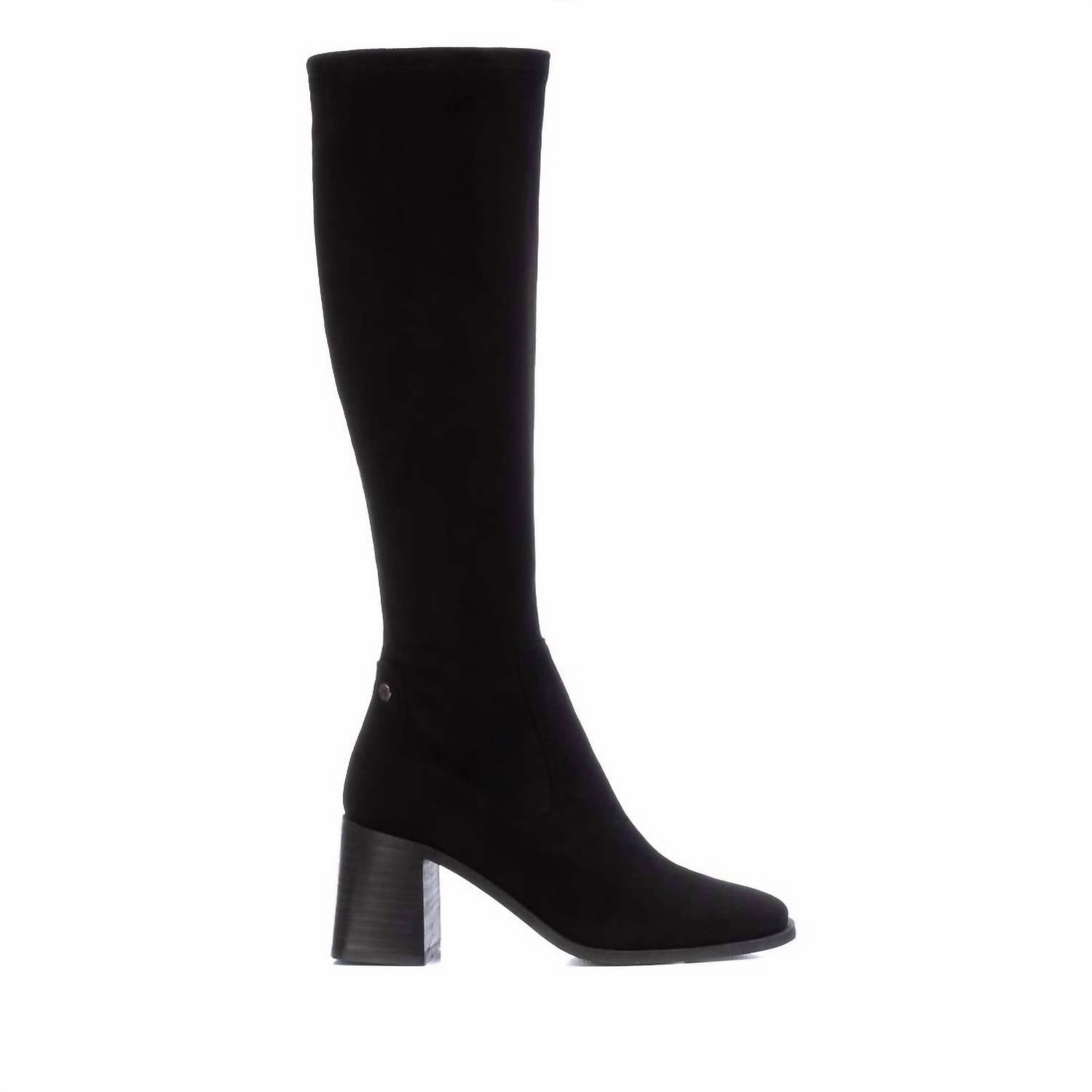 Women's Elastic Suede Boots In Black Anti Friction