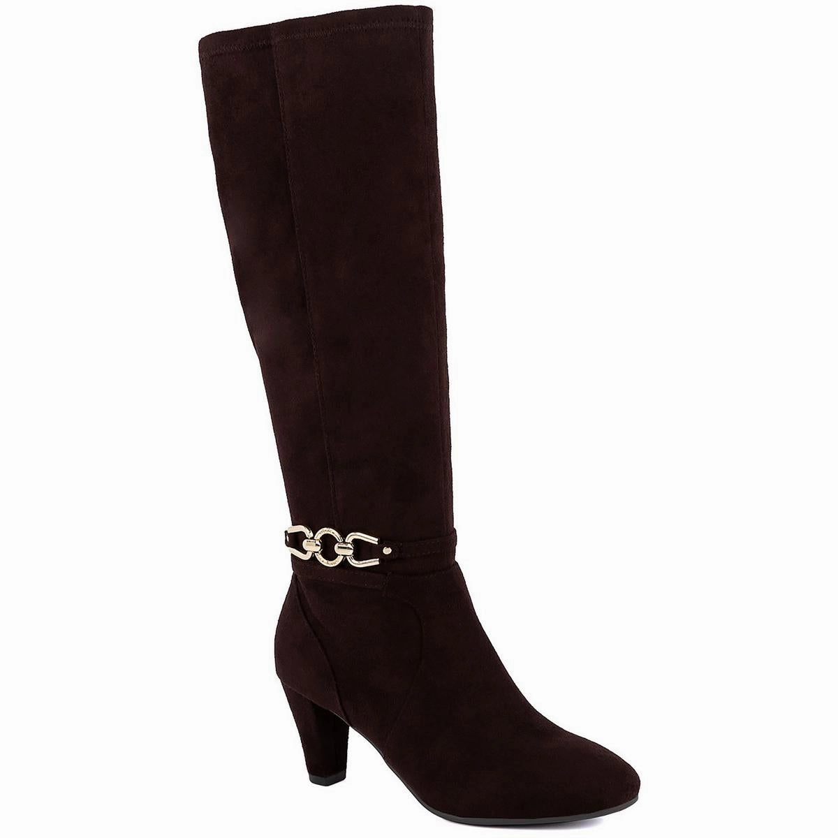 Flexible Frame Weather Resistant User Punk Bold Helio Womens Zipper Faux Suede Knee-High Boots