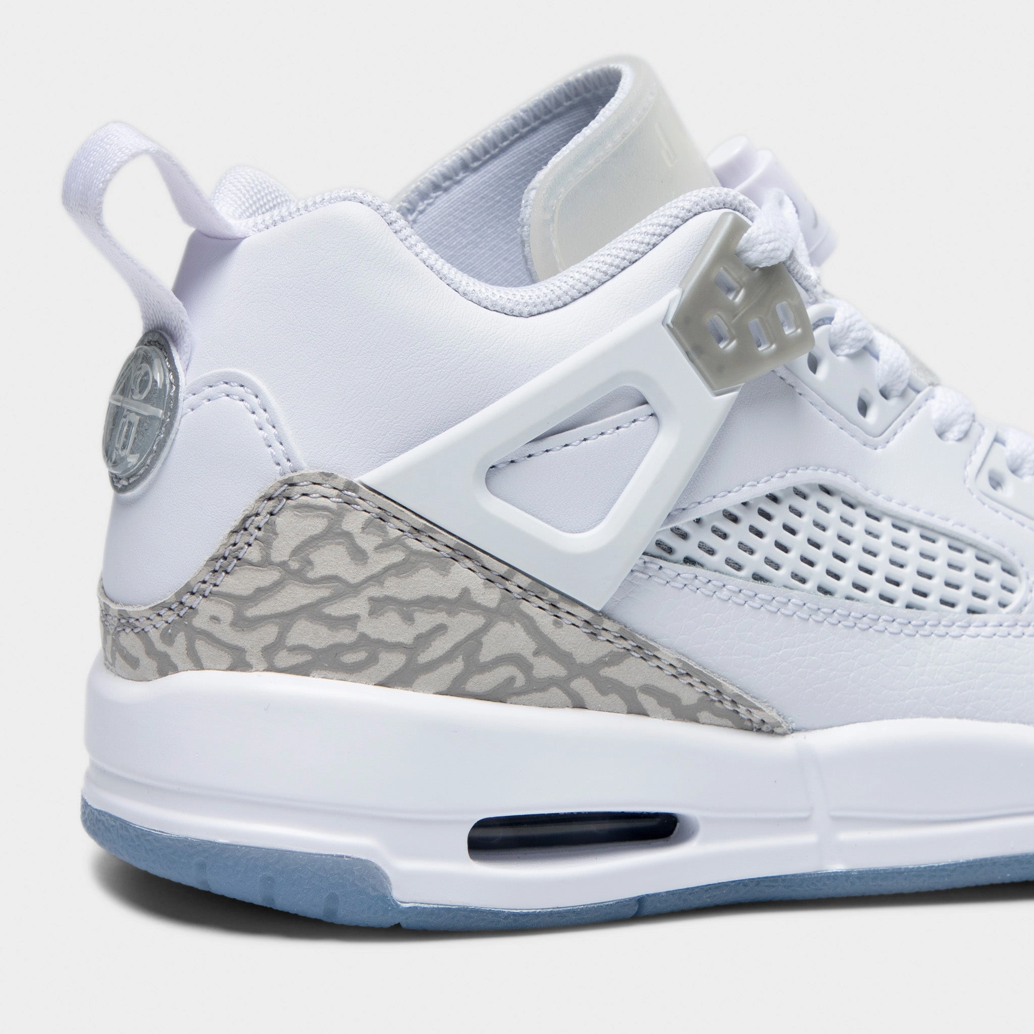 Breathable Tongue Design Jordan Spizike Low GS White / Neutral Grey - Metallic Silver