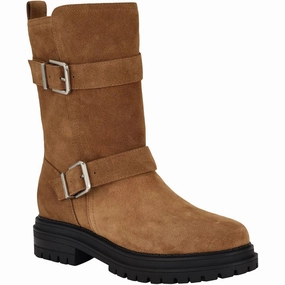 Flat Sole Soft Material Galivan Womens Buckle Suede Knee-High Boots