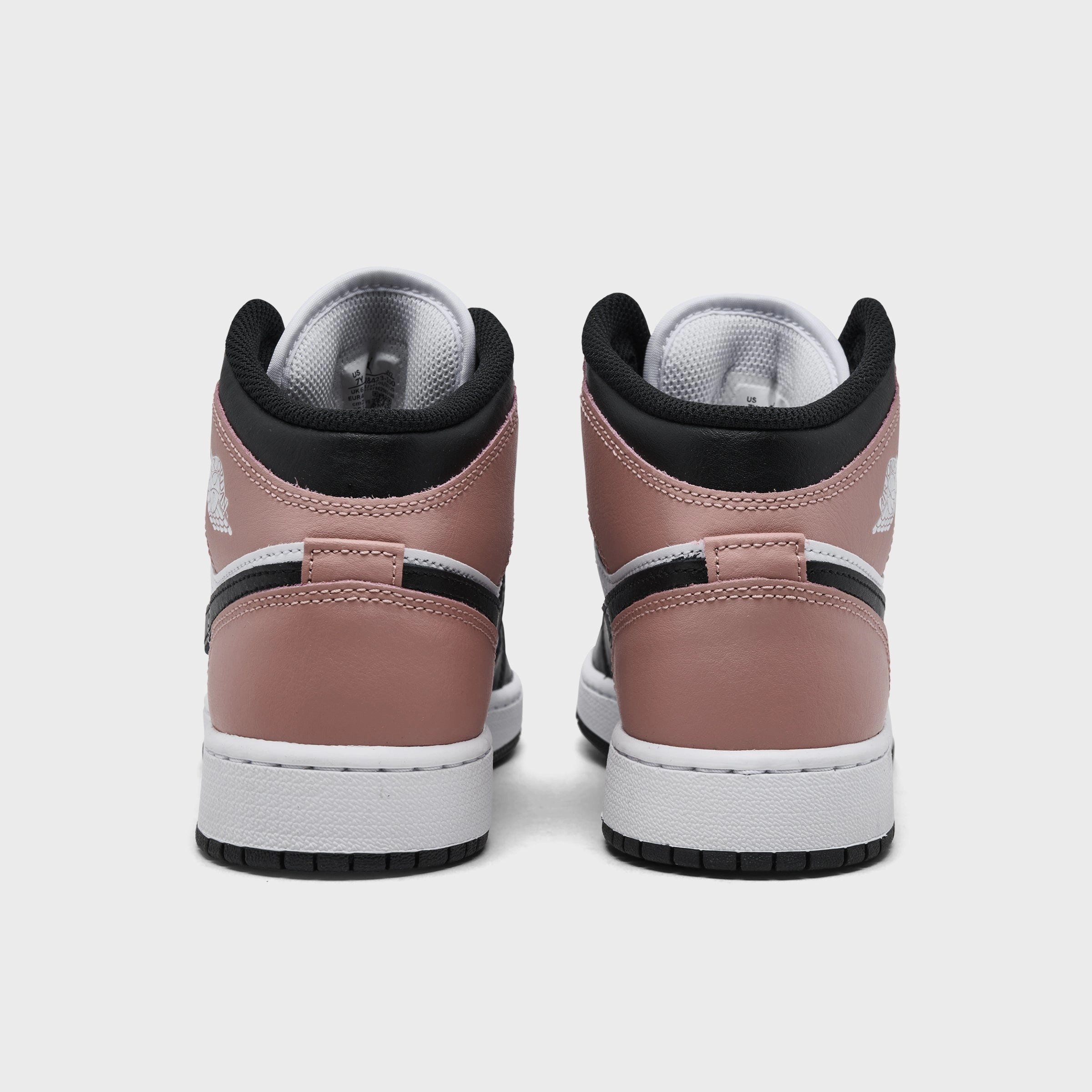 Springy Jordan 1 Mid GS White / Black - Rust Pink