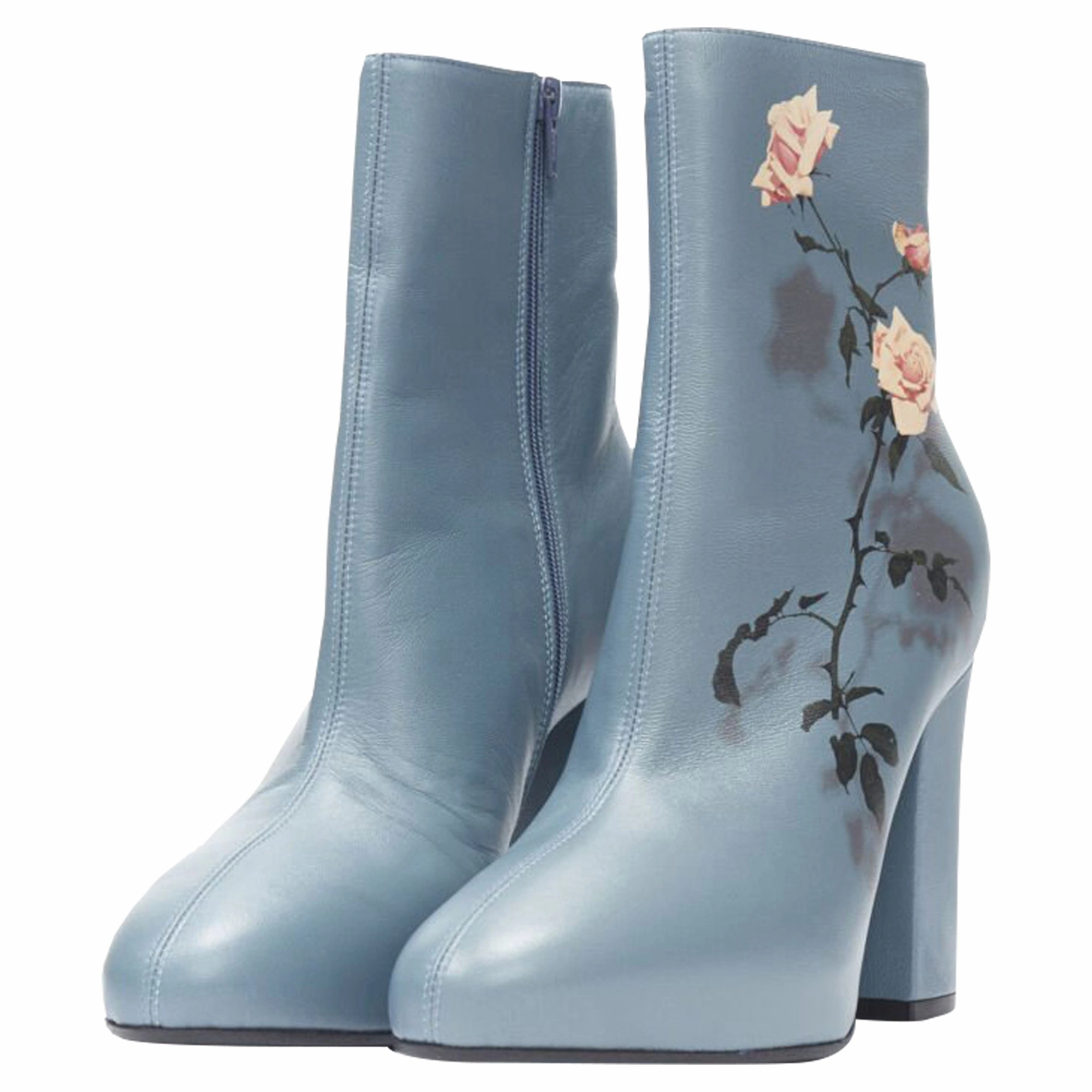 Dries Van Noten slate rose print block heel ankle boot Cushioned Step Active Nomad