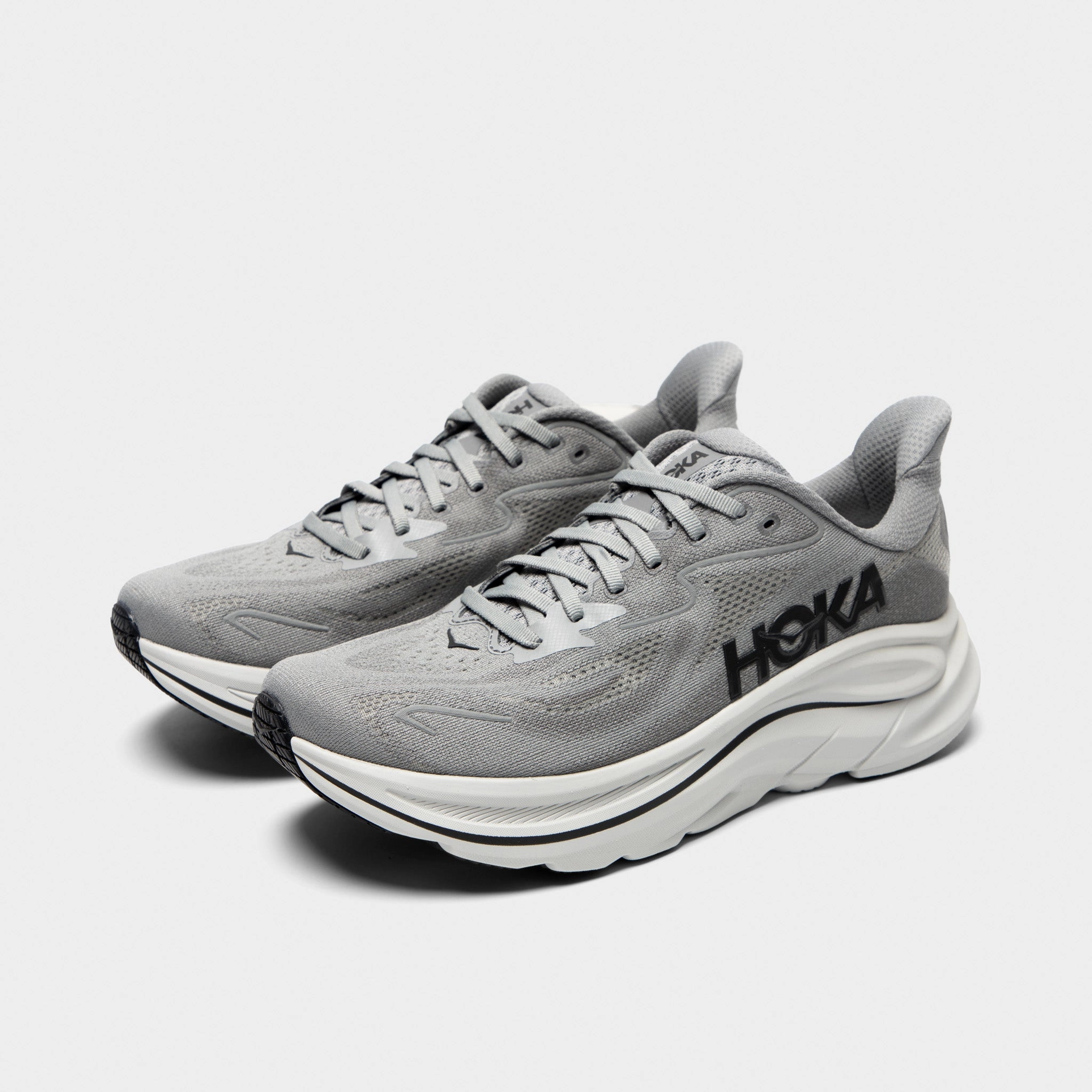 Hoka Clifton 10 Grey / Black Stay Comfy Clean Cut