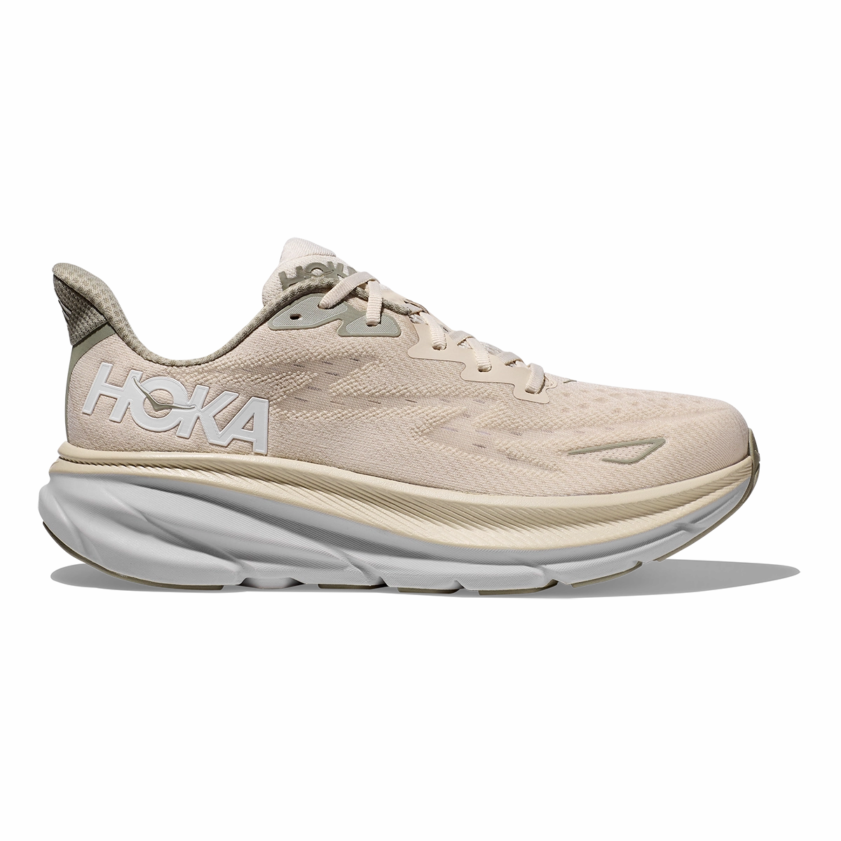 synthetic track running wear Hoka Clifton 9 - Oat Milk - Barley