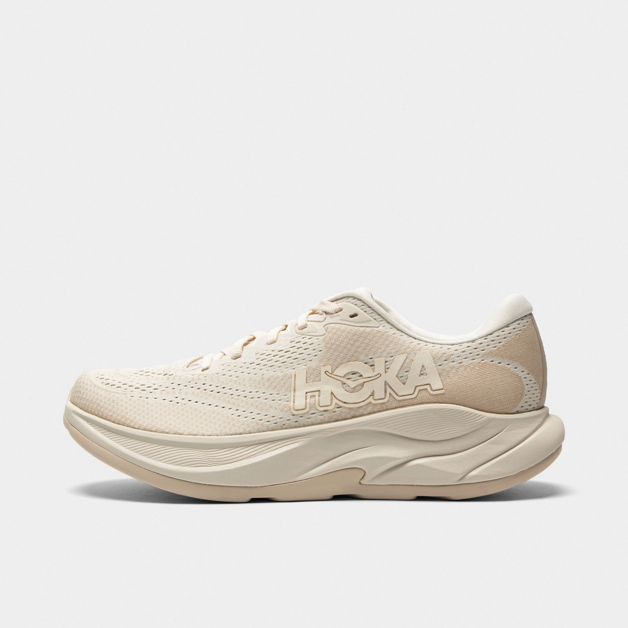 Hoka Rincon 4 Tan / Tan Airy Feel Lace Up Style