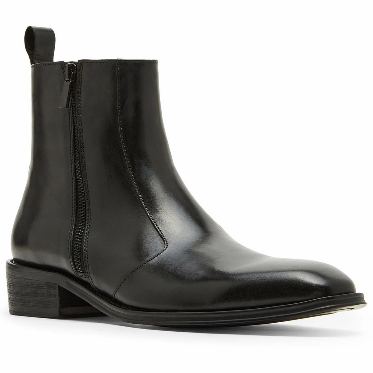 Grippy Outsole Work Commute Heavy Duty Performance Hyphen Womens Double Zipper Faux Leather Mid-Calf Boots